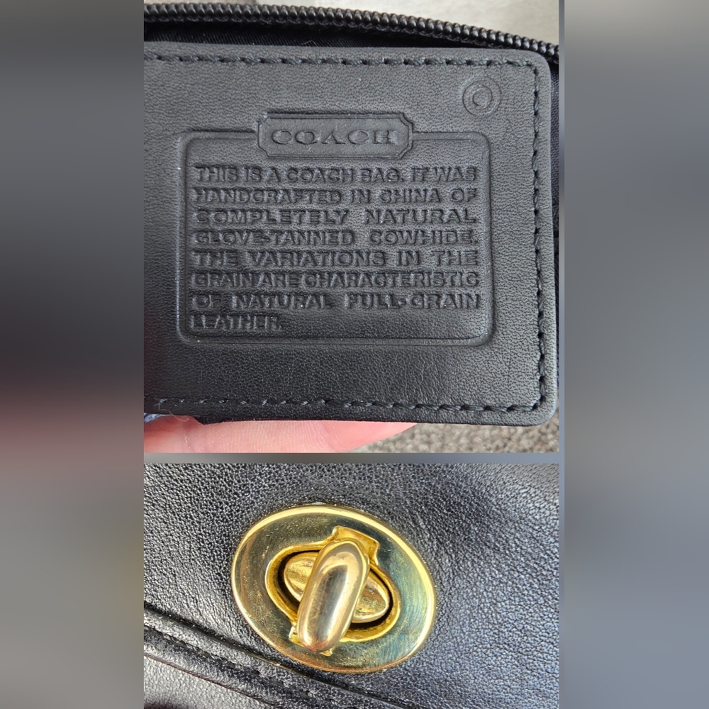 Vintage Coach Front Flap Turnlock Leather Wristlet Wallet in black EUC 7 × 4 - Picture 3 of 9